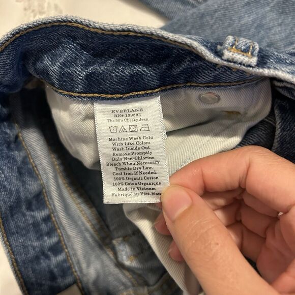 Everlane Jeans Women's 25 Blue 90's Cheeky Denim Cotton Button Fly Straight Leg - Picture 9 of 9